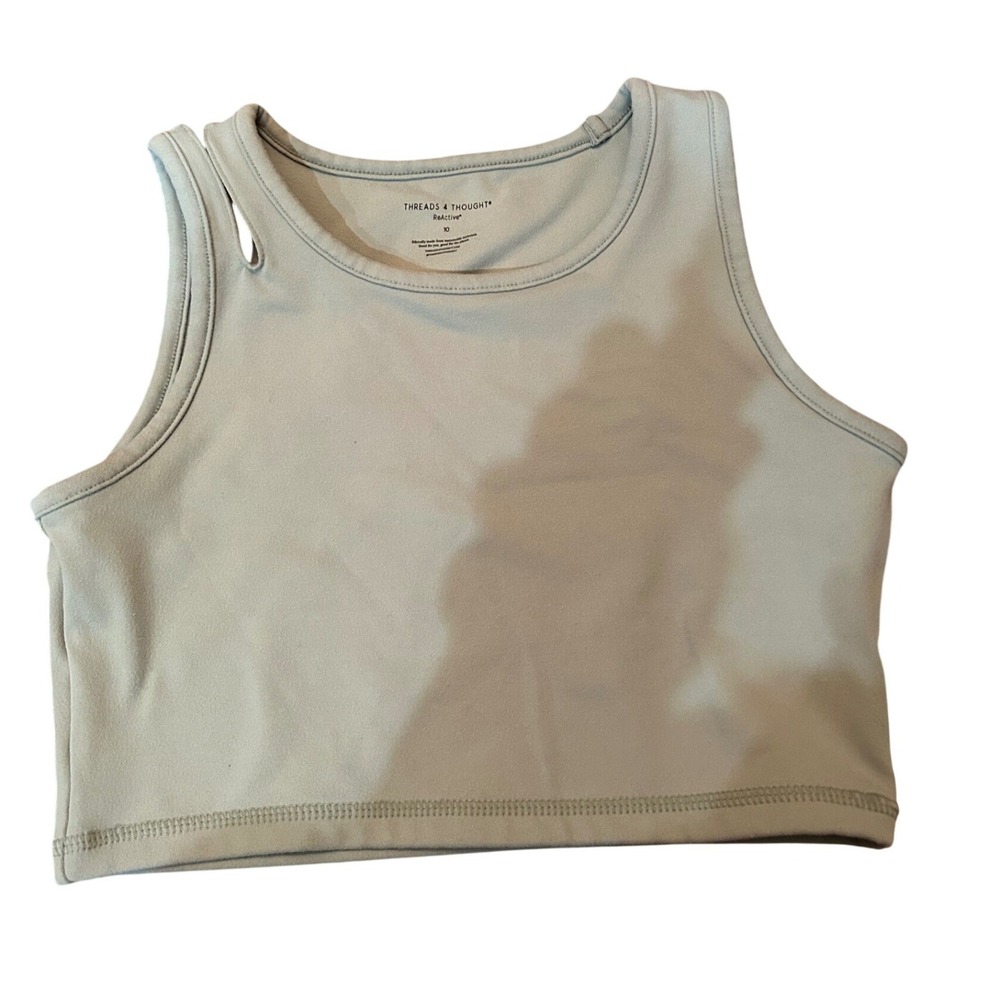 Threads 4 Thought ReActive Tank Women Green Cutout Shoulder Crop Top 10